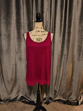 LOFT Magenta Scoop Neck Tank with Chest Pocket